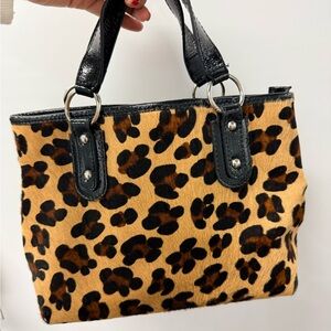 Leopard Print Tote Bag with Black Accents